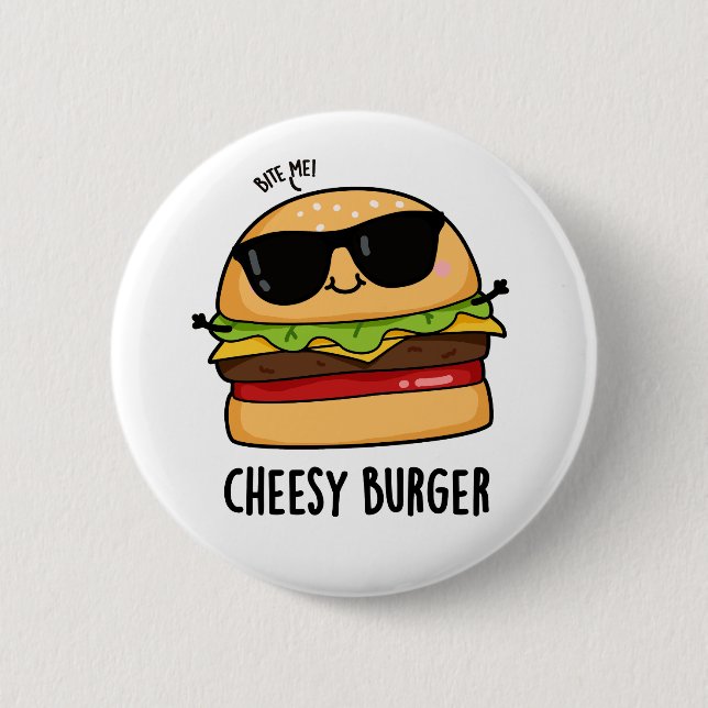 Cheesy Burger Funny Food Puns  6 Cm Round Badge (Front)