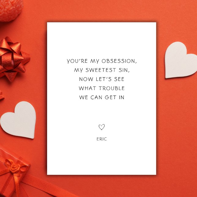 Cheesy Cheeky My Sweetest Sin Dirty Valentines Holiday Card (Creator Uploaded)