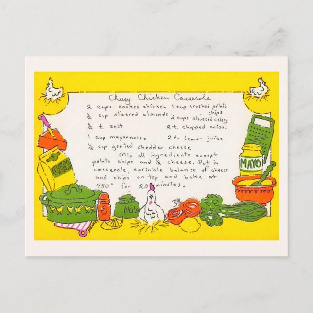 Cheesy Chicken Casserole Recipe Postcard (Front)