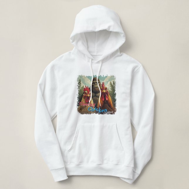 "Cheesy Chicken Selfies" Bigfoot Photo Op Hoodie (Design Front)