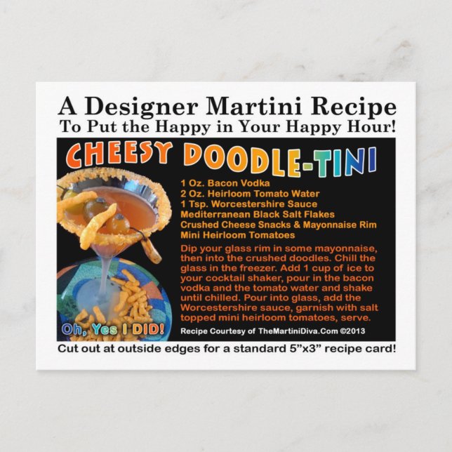 Cheesy Doodle-Tini Martini Recipe Postcard (Front)