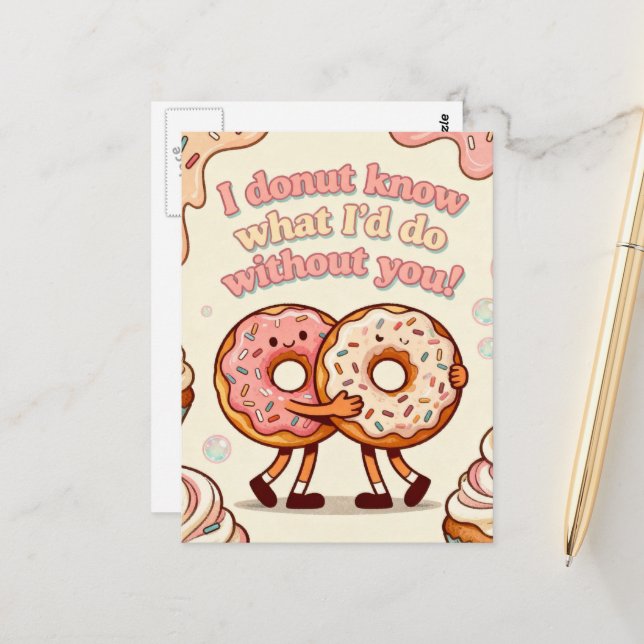Cheesy Doughnuts Love Postcard (Front/Back In Situ)