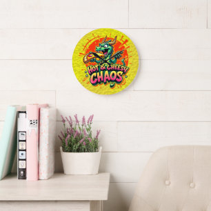 Cheesy Dragon Delight Large Clock