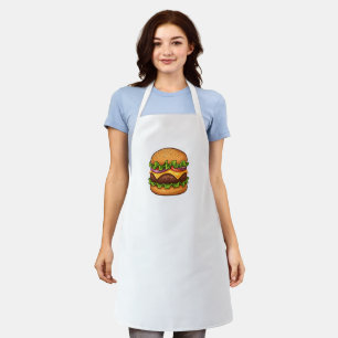 Cheesy Gourmet Burger Illustration Apron
