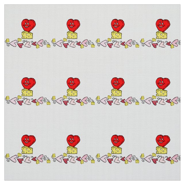 Cheesy Kisses Red Hearts Fabric  (Swatch)