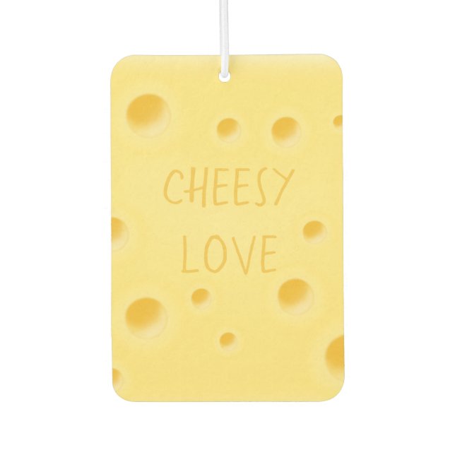 "Cheesy Love" Adorable Custom Cheese Heart Car Air Freshener (Front)