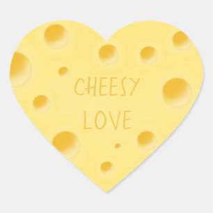 "Cheesy Love" Adorable Customisable Swiss Cheese  Heart Sticker