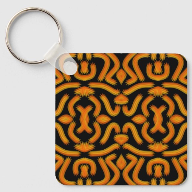 Cheesy Noodle Doodle Art Mirrored Image Pattern Key Ring (Front)