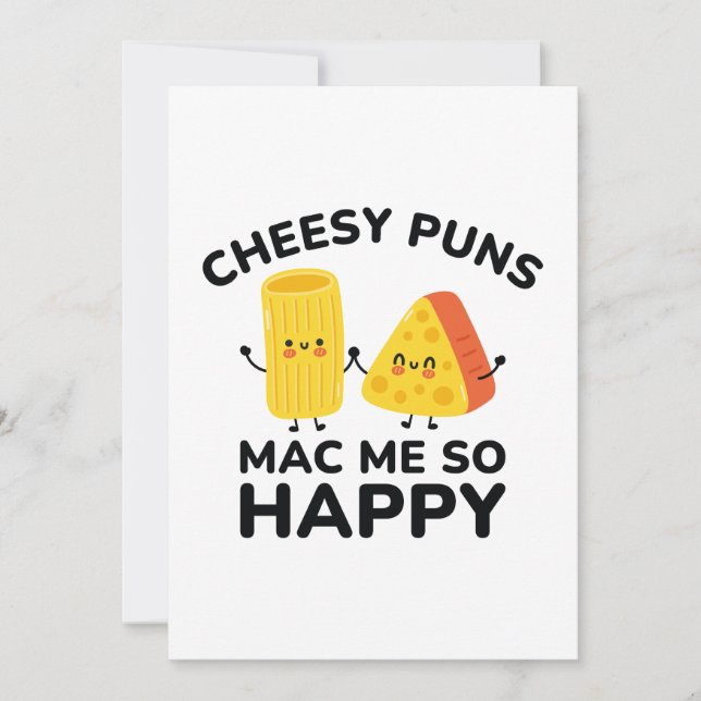 Cheesy Puns Mac Me So Happy Thank You Card (Front)