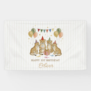 Cheetah 1st Birthday Wild Safari Party Banner