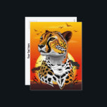 Cheetah African Feline Wild Animal Holiday Postcard<br><div class="desc">The cheetah (Acinonyx jubatus) is a large cat and the fastest land animal. It has a tawny to creamy white or pale buff fur that is marked with evenly spaced, solid black spots. The head is small and rounded, with a short snout and black tear-like facial streaks. It reaches 67–94...</div>