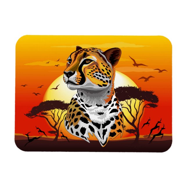 Cheetah African Feline Wild Animal Magnet (Horizontal)