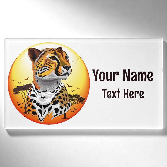 Cheetah African Feline Wild Animal Name Tag (Front)