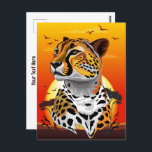 Cheetah African Feline Wild Animal Postcard<br><div class="desc">The cheetah (Acinonyx jubatus) is a large cat and the fastest land animal. It has a tawny to creamy white or pale buff fur that is marked with evenly spaced, solid black spots. The head is small and rounded, with a short snout and black tear-like facial streaks. It reaches 67–94...</div>