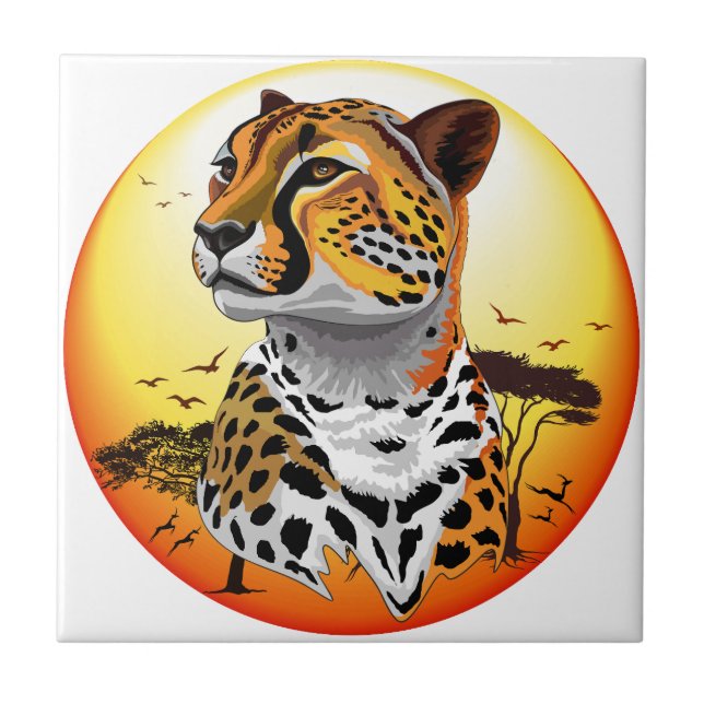 Cheetah African Feline Wild Animal Tile (Front)