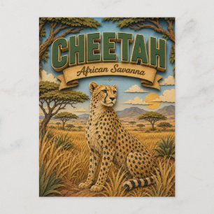 Cheetah African Savanna POPCUT Postcard