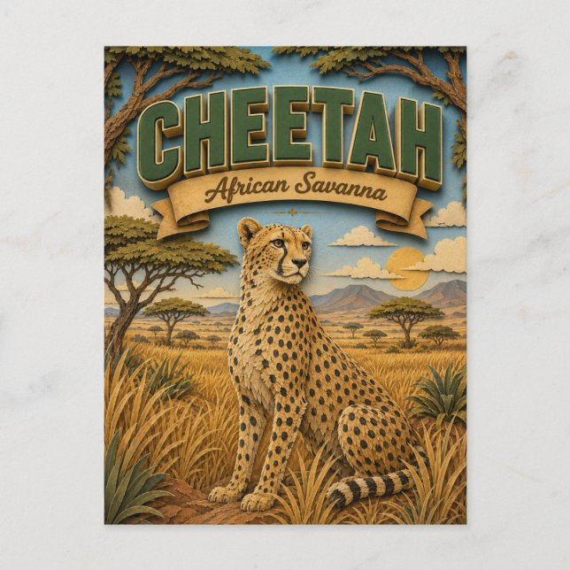 Cheetah African Savanna POPCUT Postcard (Front)