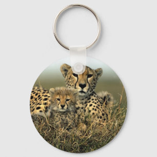 Cheetah and Cub Key Ring