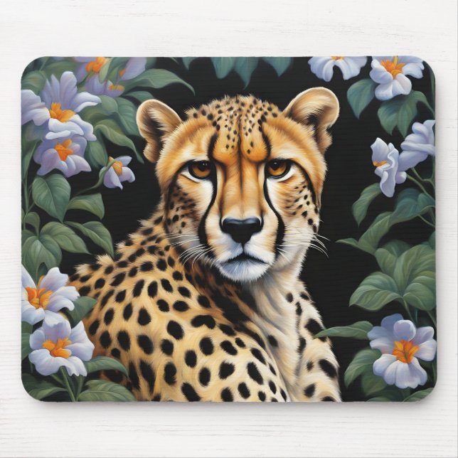 Cheetah and flowers mouse pad (Front)