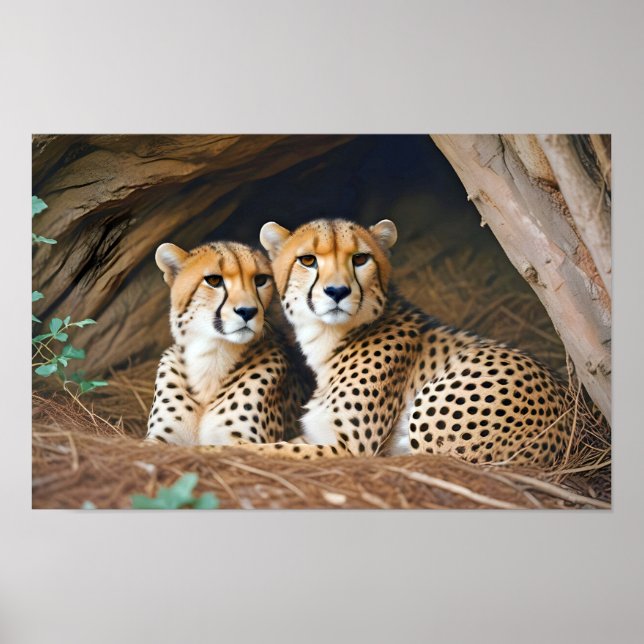 Cheetah Animal Nature Wildlife Affection Caring Poster (Front)