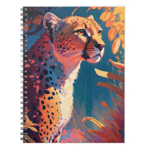 Cheetah Animal Portrait Painting Wildlife Outdoors Notebook