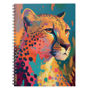 Cheetah Animal Portrait Painting Wildlife Outdoors Notebook
