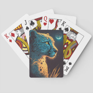 Cheetah Animal Portrait Painting Wildlife Outdoors Playing Cards