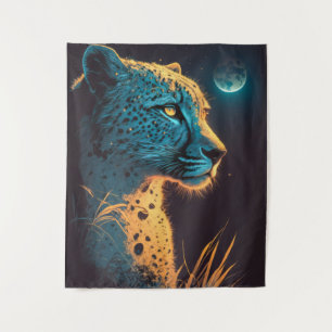 Cheetah Animal Portrait Painting Wildlife Outdoors Tapestry