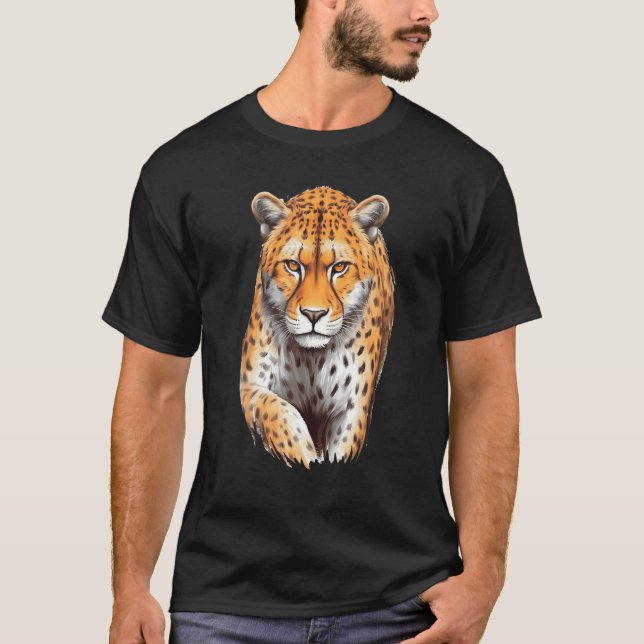 Cheetah Animal Print Big Cat Wildlife Graphic Desi T-Shirt (Front)