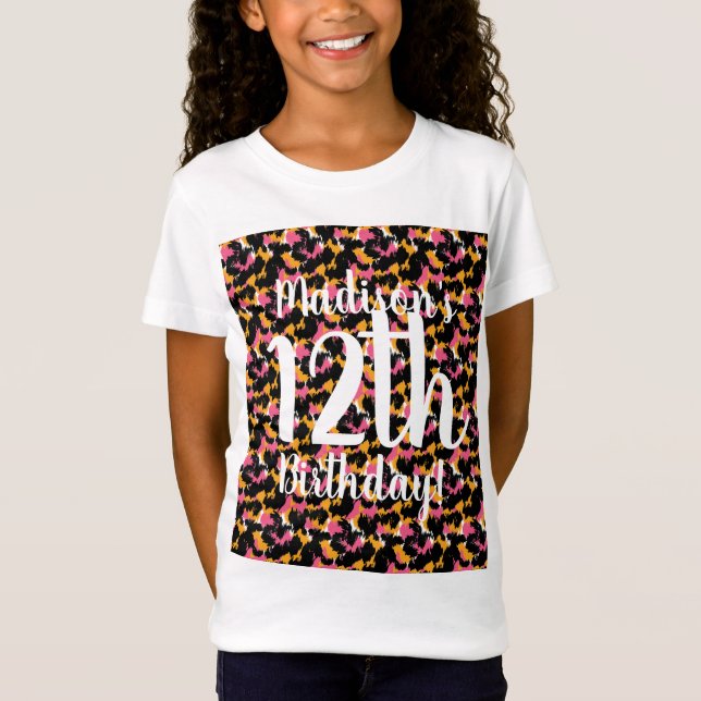 Cheetah Animal Print Birthday Shirts for Girls (Front)