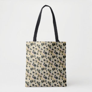 Cheetah Animal Print Black, Gold Tote Bag