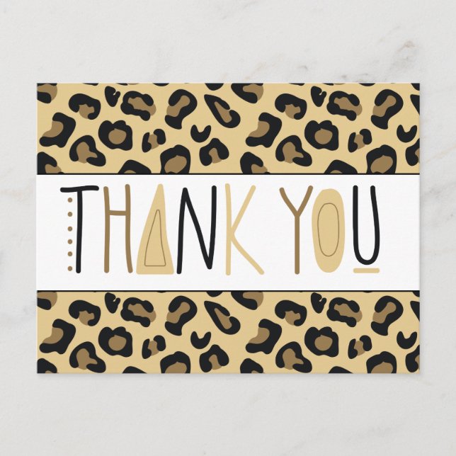 Cheetah Animal Print Thank You Card (Front)