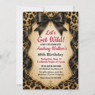 Cheetah Animal Print Wild Birthday Invitation