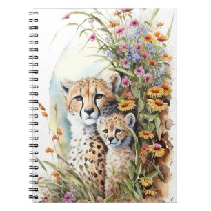 Cheetah Baby and Mum School Office Notebook Gift