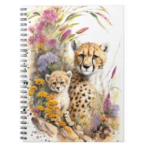 Cheetah Baby and Mum School Office Notebook Gift