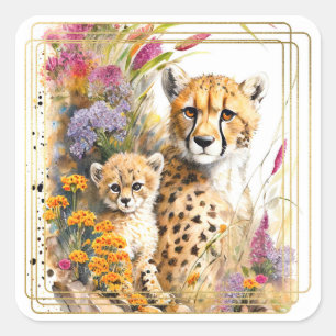 Cheetah Baby and Mum Sticker
