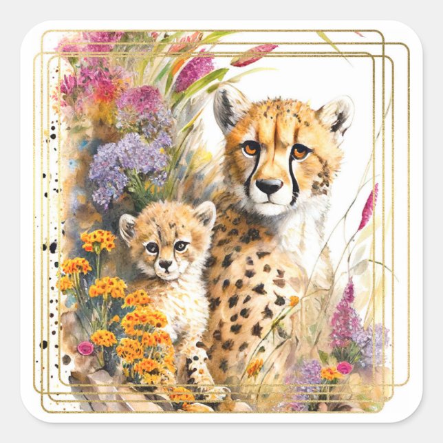 Cheetah Baby and Mum Sticker (Front)