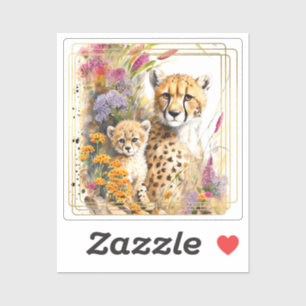 Cheetah Baby and Mum Sticker