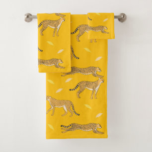 Cheetah bath towel set