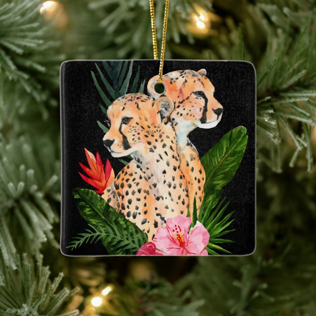 Cheetah Bouquet Ceramic Ornament (Tree)