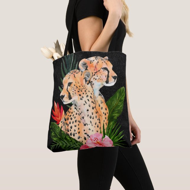 Cheetah Bouquet Tote Bag (Close Up)