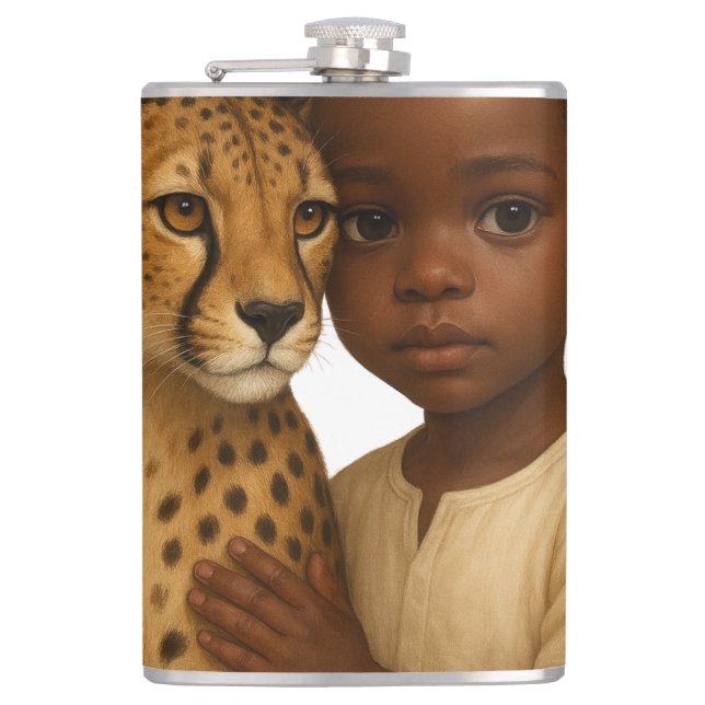 Cheetah & Boy: Bond of the wild and innocent Hip Flask (Front)