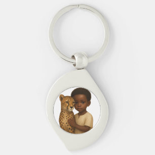 Cheetah & Boy: Bond of the wild and innocent Key Ring