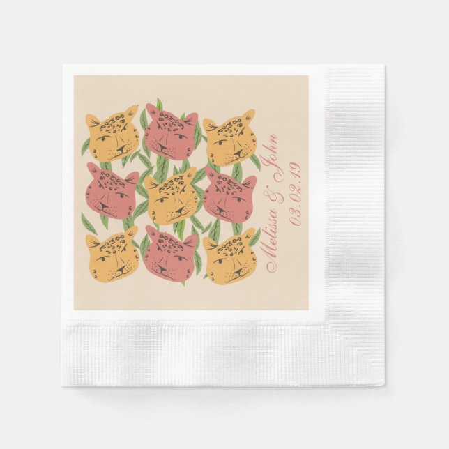 Cheetah Bridal Shower Jungle Plants  Napkin (Front)