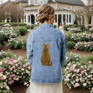 Cheetah Cat Back Graphic Denim Jacket – Wild & Sty