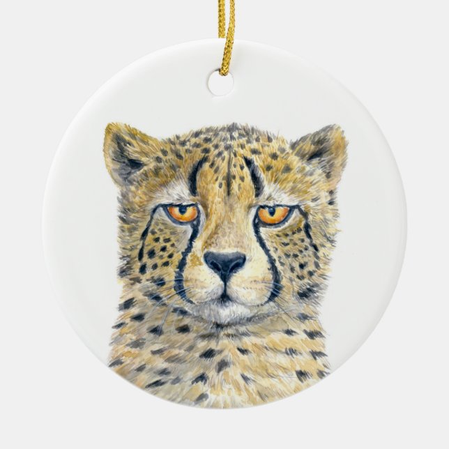 Cheetah Ceramic Tree Decoration (Front)