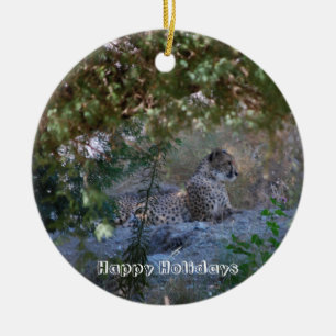 cheetah ceramic tree decoration
