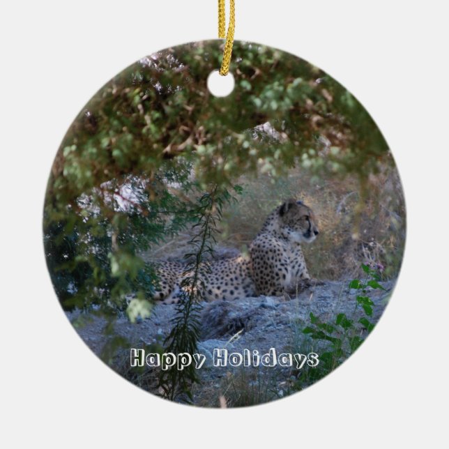 cheetah ceramic tree decoration (Front)