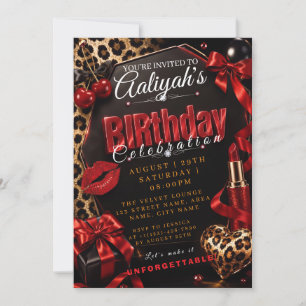 Cheetah Cherries Birthday Invitation
