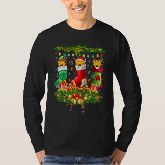 Cheetah Christmas Socks X Mas Lights Pajama Matchi T-Shirt